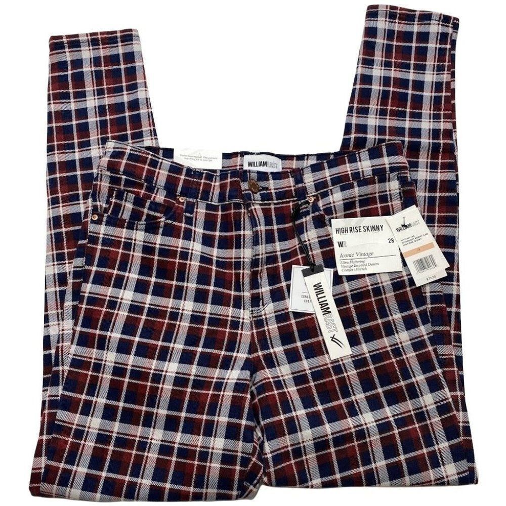 William Rast Iconic Vintage Skinny Jean Women's 28 Plaid Hi-Rise Comfort Stretch